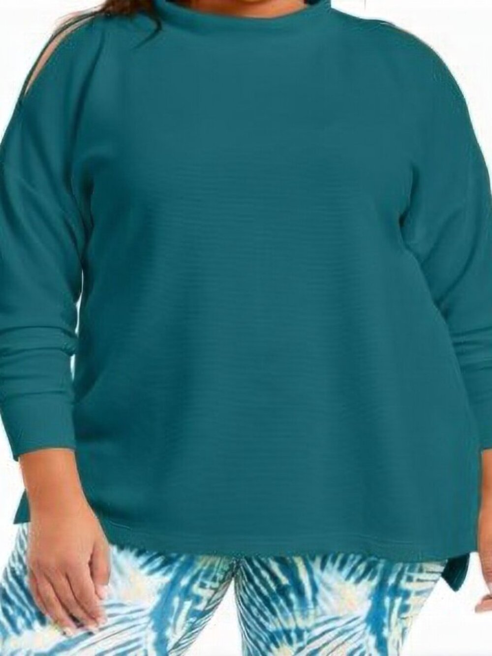 Ideology Womens Activewear Plus Size Split Shoulder Mock Neck Top